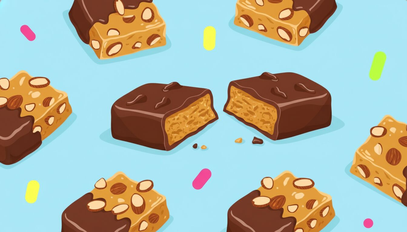 Almond Buttercrunch Day illustration with candy