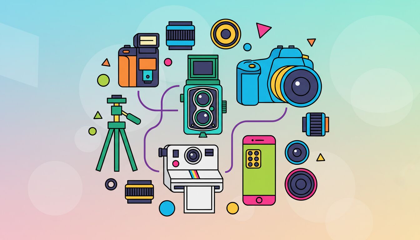 National Camera Day illustration with cameras