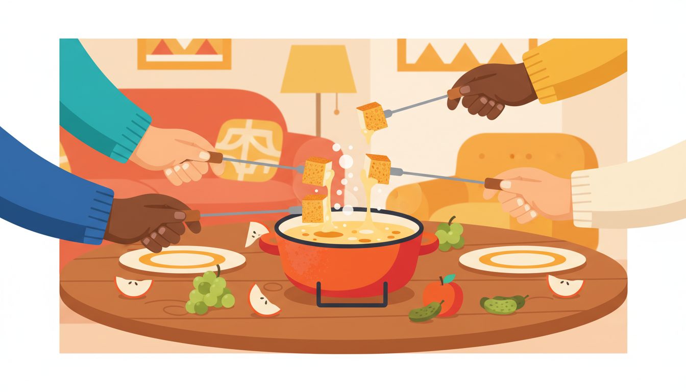 #CheeseFondueDay illustration
