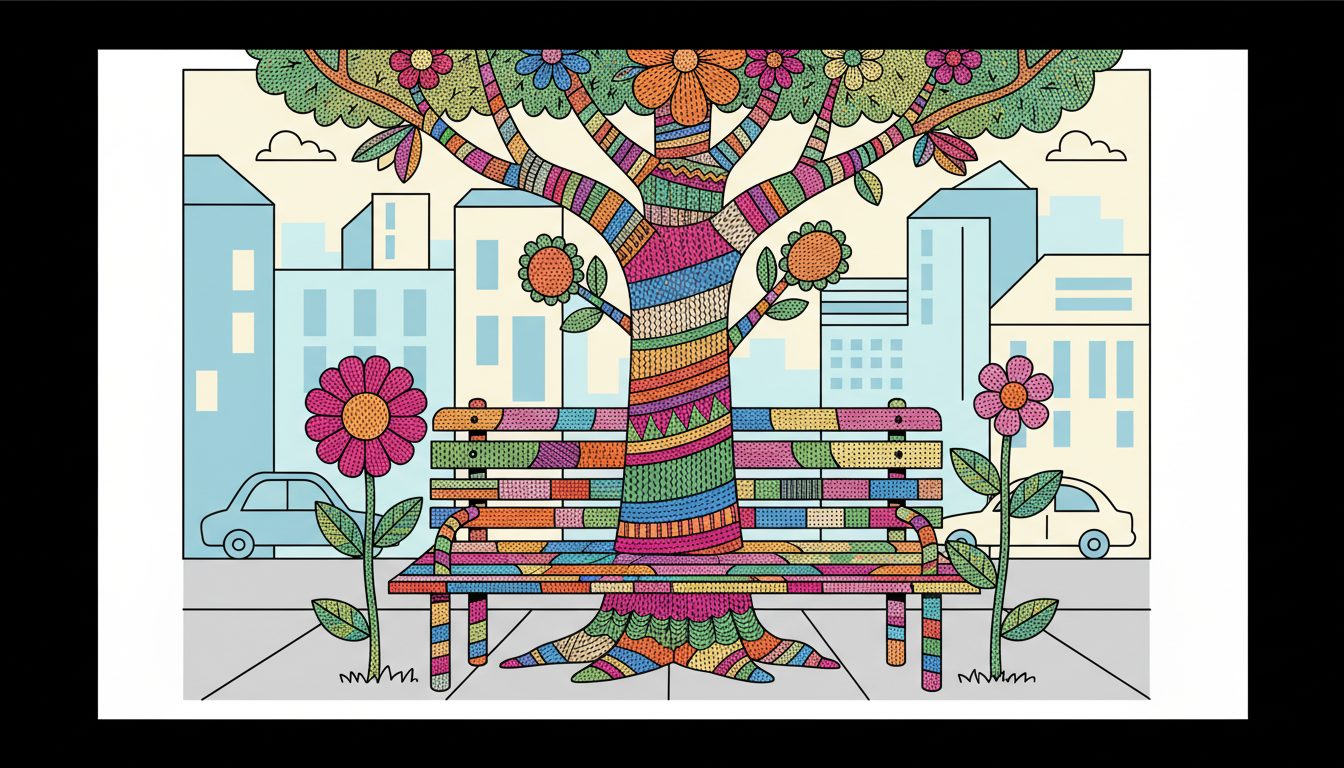 #InternationalYarnBombingDay illustration
